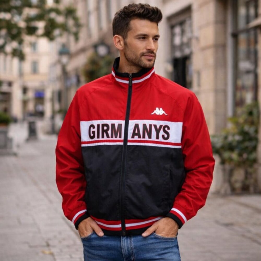 Kappa Red Black Track Jacket “Girmanys” Full Zip Lined Men’s M/L